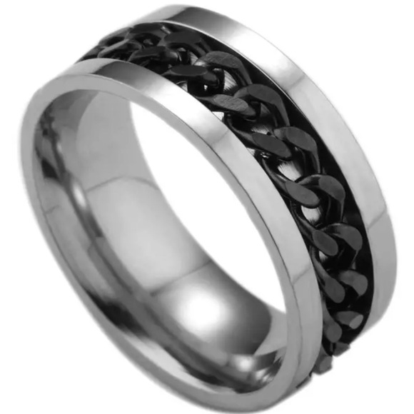 NWT Men's Stainless Steel Chain Spinner Ring - Picture 2 of 7